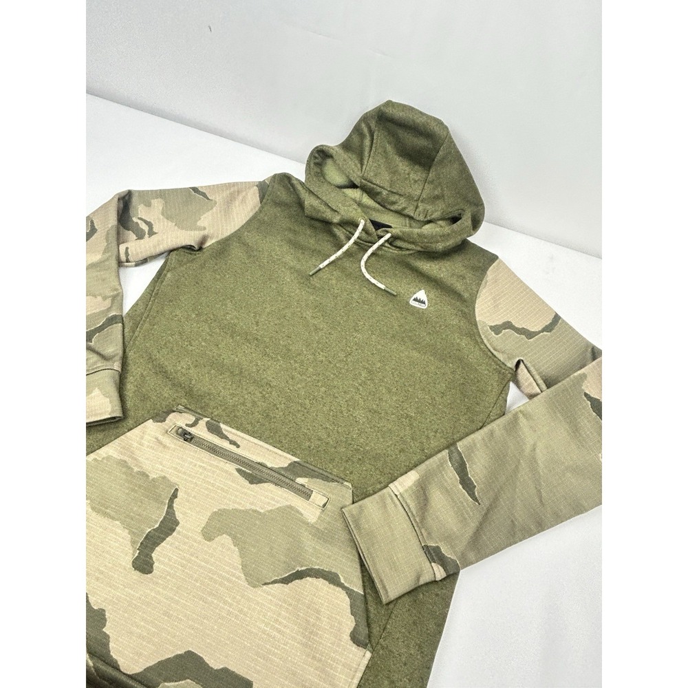 Burton Men's Green Camouflage Sleeve Full Zip Hoodie Size Medium Hooded Knit